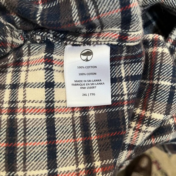 Arbor Collective Men's Plaid Flannel Button Down Shirt Blue Heavyweight Size XXL - Picture 5 of 5